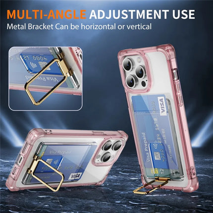 For iPhone 13 Pro Max Case Reinforced Corners TPU + Acrylic Phone Cover with Kickstand Card Holder