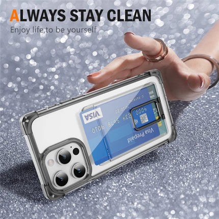 For iPhone 13 Pro Max Case Reinforced Corners TPU + Acrylic Phone Cover with Kickstand Card Holder