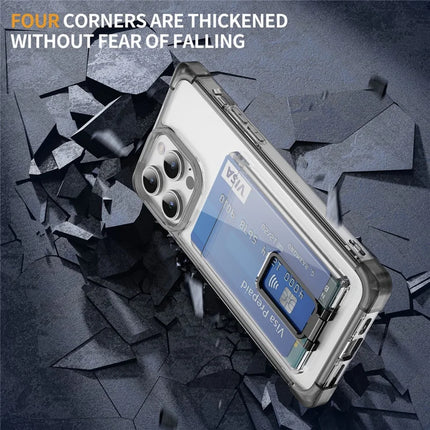 For iPhone 13 Pro Max Case Reinforced Corners TPU + Acrylic Phone Cover with Kickstand Card Holder