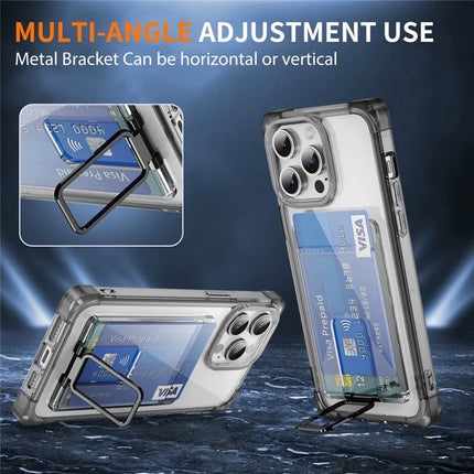 For iPhone 13 Pro Max Case Reinforced Corners TPU + Acrylic Phone Cover with Kickstand Card Holder