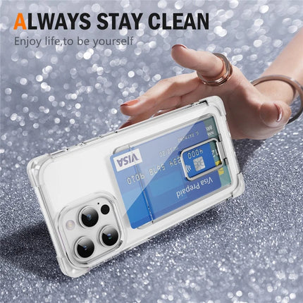 For iPhone 13 Pro Max Case Reinforced Corners TPU + Acrylic Phone Cover with Kickstand Card Holder