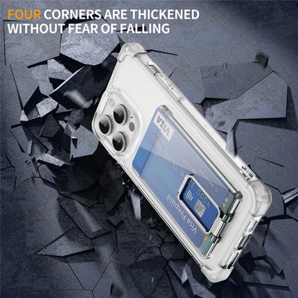 For iPhone 13 Pro Max Case Reinforced Corners TPU + Acrylic Phone Cover with Kickstand Card Holder