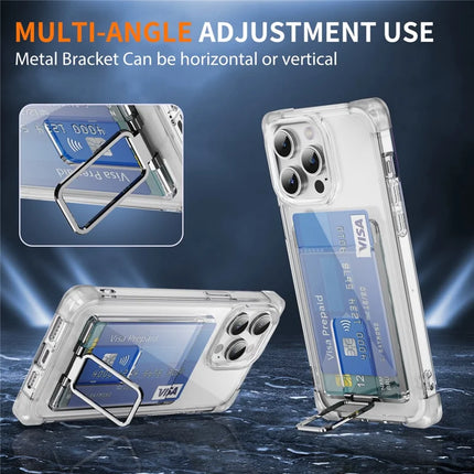 For iPhone 13 Pro Max Case Reinforced Corners TPU + Acrylic Phone Cover with Kickstand Card Holder