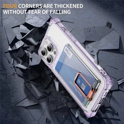 For iPhone 13 Pro Max Case Reinforced Corners TPU + Acrylic Phone Cover with Kickstand Card Holder