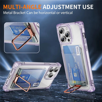 For iPhone 13 Pro Max Case Reinforced Corners TPU + Acrylic Phone Cover with Kickstand Card Holder