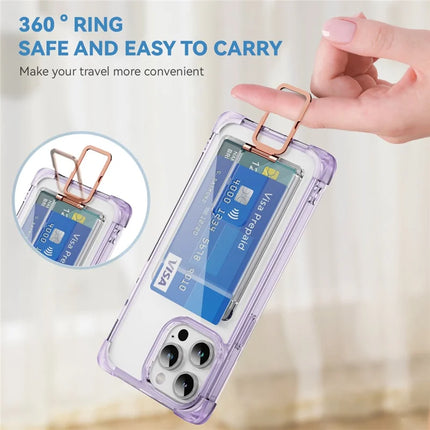 For iPhone 13 Pro Max Case Reinforced Corners TPU + Acrylic Phone Cover with Kickstand Card Holder