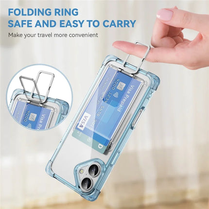 For iPhone 16 Plus Case Reinforced Corners TPU + Acrylic Phone Cover with Kickstand Card Holder