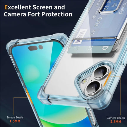 For iPhone 16 Plus Case Reinforced Corners TPU + Acrylic Phone Cover with Kickstand Card Holder