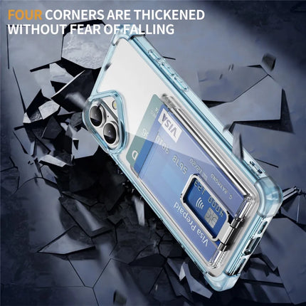 For iPhone 16 Plus Case Reinforced Corners TPU + Acrylic Phone Cover with Kickstand Card Holder