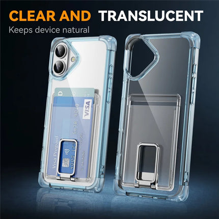 For iPhone 16 Plus Case Reinforced Corners TPU + Acrylic Phone Cover with Kickstand Card Holder