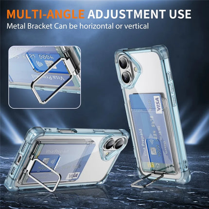 For iPhone 16 Plus Case Reinforced Corners TPU + Acrylic Phone Cover with Kickstand Card Holder