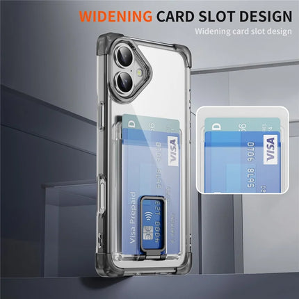 For iPhone 16 Plus Case Reinforced Corners TPU + Acrylic Phone Cover with Kickstand Card Holder