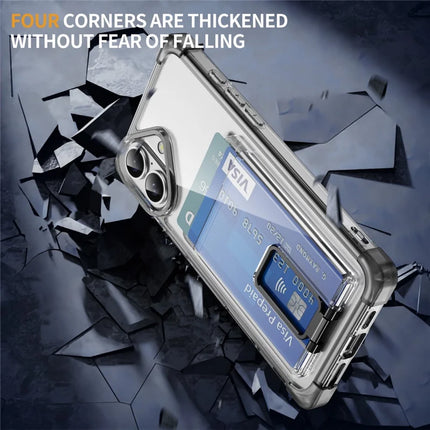 For iPhone 16 Plus Case Reinforced Corners TPU + Acrylic Phone Cover with Kickstand Card Holder