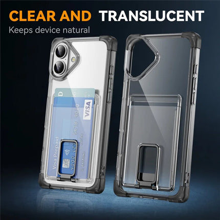 For iPhone 16 Plus Case Reinforced Corners TPU + Acrylic Phone Cover with Kickstand Card Holder