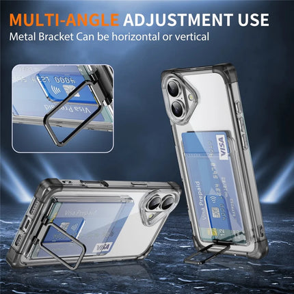 For iPhone 16 Plus Case Reinforced Corners TPU + Acrylic Phone Cover with Kickstand Card Holder