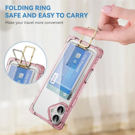 For iPhone 16 Plus Case Reinforced Corners TPU + Acrylic Phone Cover with Kickstand Card Holder