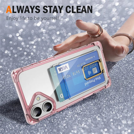 For iPhone 16 Plus Case Reinforced Corners TPU + Acrylic Phone Cover with Kickstand Card Holder