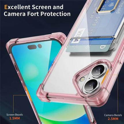For iPhone 16 Plus Case Reinforced Corners TPU + Acrylic Phone Cover with Kickstand Card Holder