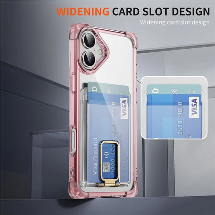For iPhone 16 Plus Case Reinforced Corners TPU + Acrylic Phone Cover with Kickstand Card Holder
