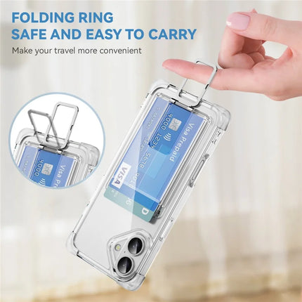For iPhone 16 Plus Case Reinforced Corners TPU + Acrylic Phone Cover with Kickstand Card Holder