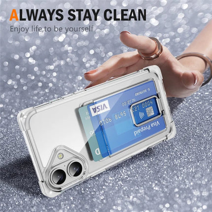 For iPhone 16 Plus Case Reinforced Corners TPU + Acrylic Phone Cover with Kickstand Card Holder