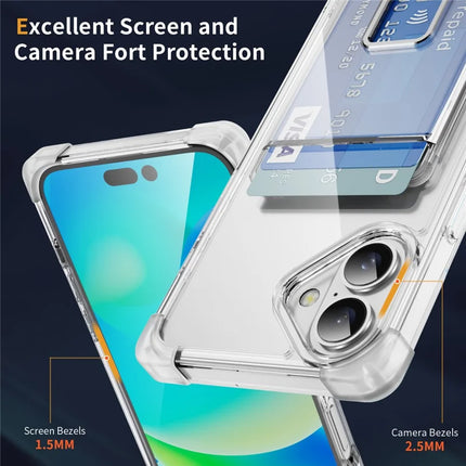 For iPhone 16 Plus Case Reinforced Corners TPU + Acrylic Phone Cover with Kickstand Card Holder