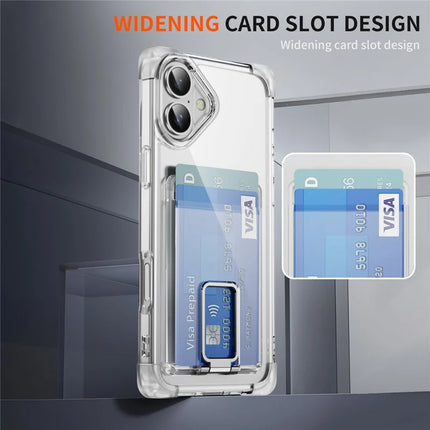 For iPhone 16 Plus Case Reinforced Corners TPU + Acrylic Phone Cover with Kickstand Card Holder
