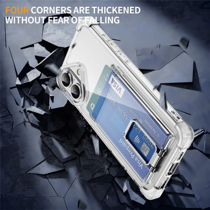 For iPhone 16 Plus Case Reinforced Corners TPU + Acrylic Phone Cover with Kickstand Card Holder