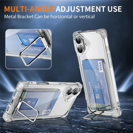 For iPhone 16 Plus Case Reinforced Corners TPU + Acrylic Phone Cover with Kickstand Card Holder