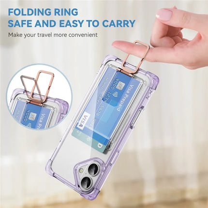 For iPhone 16 Plus Case Reinforced Corners TPU + Acrylic Phone Cover with Kickstand Card Holder