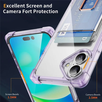 For iPhone 16 Plus Case Reinforced Corners TPU + Acrylic Phone Cover with Kickstand Card Holder