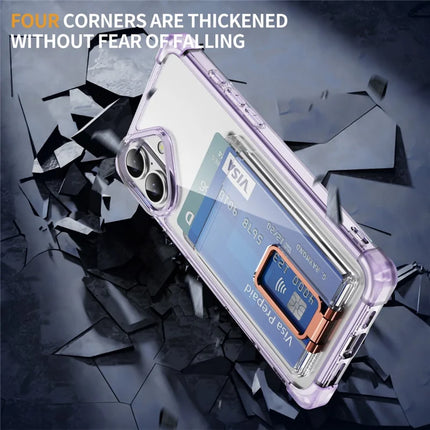 For iPhone 16 Plus Case Reinforced Corners TPU + Acrylic Phone Cover with Kickstand Card Holder