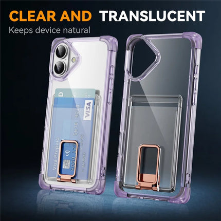 For iPhone 16 Plus Case Reinforced Corners TPU + Acrylic Phone Cover with Kickstand Card Holder