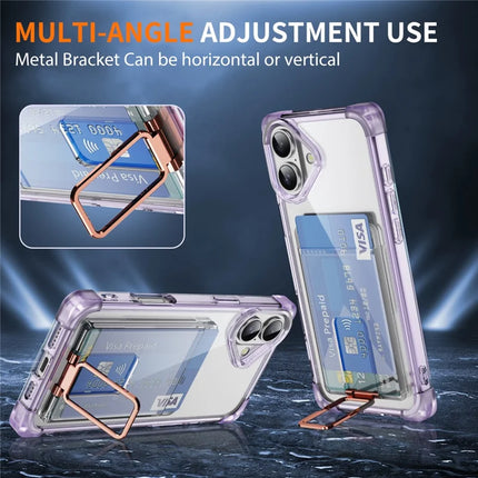 For iPhone 16 Plus Case Reinforced Corners TPU + Acrylic Phone Cover with Kickstand Card Holder