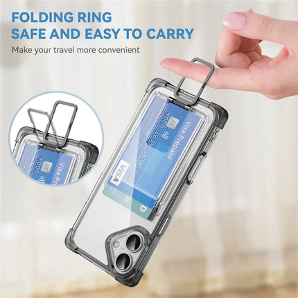 For iPhone 16 Case Reinforced Corners TPU + Acrylic Phone Cover with Kickstand Card Holder
