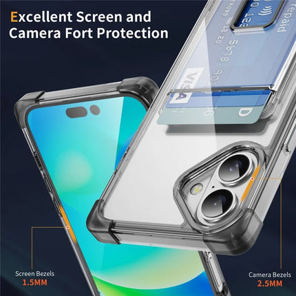 For iPhone 16 Case Reinforced Corners TPU + Acrylic Phone Cover with Kickstand Card Holder