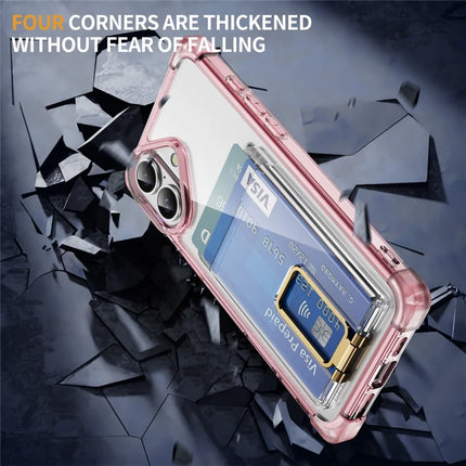 For iPhone 16 Case Reinforced Corners TPU + Acrylic Phone Cover with Kickstand Card Holder