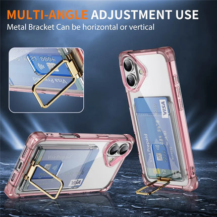 For iPhone 16 Case Reinforced Corners TPU + Acrylic Phone Cover with Kickstand Card Holder