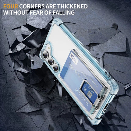 For Samsung Galaxy S23 Case Reinforced Corners TPU + Acrylic Phone Cover with Kickstand Card Holder