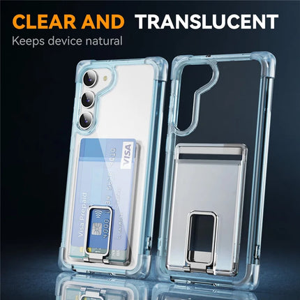 For Samsung Galaxy S23 Case Reinforced Corners TPU + Acrylic Phone Cover with Kickstand Card Holder