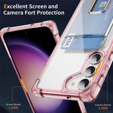 For Samsung Galaxy S23 Case Reinforced Corners TPU + Acrylic Phone Cover with Kickstand Card Holder