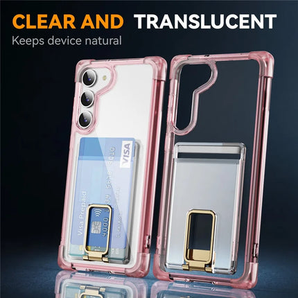 For Samsung Galaxy S23 Case Reinforced Corners TPU + Acrylic Phone Cover with Kickstand Card Holder