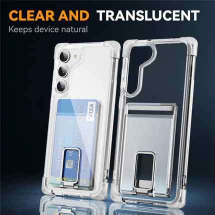 For Samsung Galaxy S23 Case Reinforced Corners TPU + Acrylic Phone Cover with Kickstand Card Holder