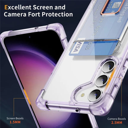 For Samsung Galaxy S23 Case Reinforced Corners TPU + Acrylic Phone Cover with Kickstand Card Holder