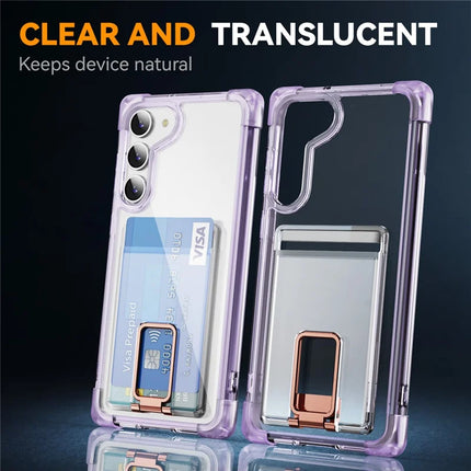 For Samsung Galaxy S23 Case Reinforced Corners TPU + Acrylic Phone Cover with Kickstand Card Holder