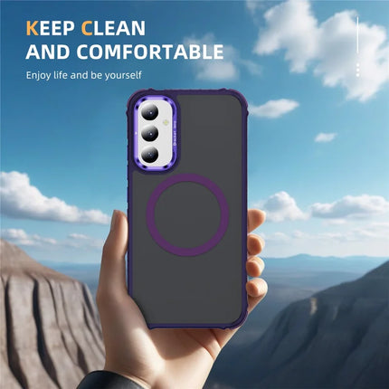 For Samsung Galaxy A05s 4G Case with Lens Kickstand Matte Phone Back Cover Compatible with MagSafe