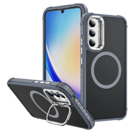 For Samsung Galaxy A05s 4G Case with Lens Kickstand Matte Phone Back Cover Compatible with MagSafe - Grey