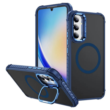 For Samsung Galaxy A05s 4G Case with Lens Kickstand Matte Phone Back Cover Compatible with MagSafe - Blue