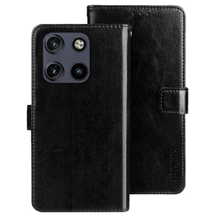 IDEWEI For Motorola Moto G Stylus 5G (2025) Stand Case Crazy Horse Texture Leather Phone Cover - Black