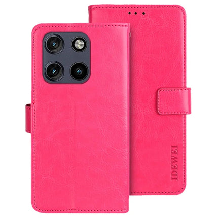 IDEWEI For Motorola Moto G Stylus 5G (2025) Stand Case Crazy Horse Texture Leather Phone Cover - Rose